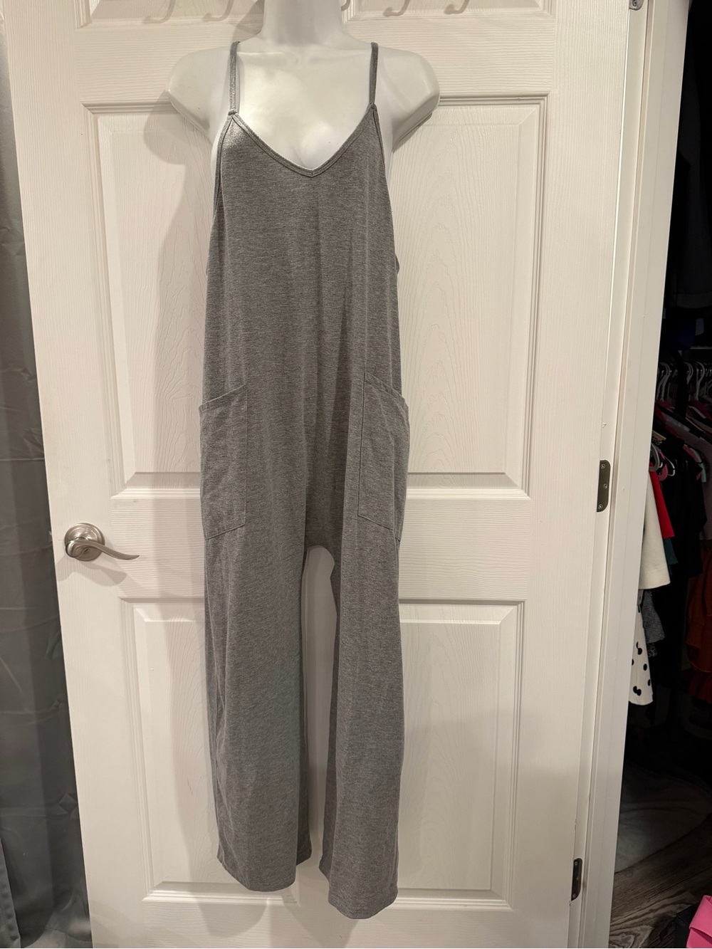 Source Unknown Heather Gray Spaghetti-Strap Jumpsuit
